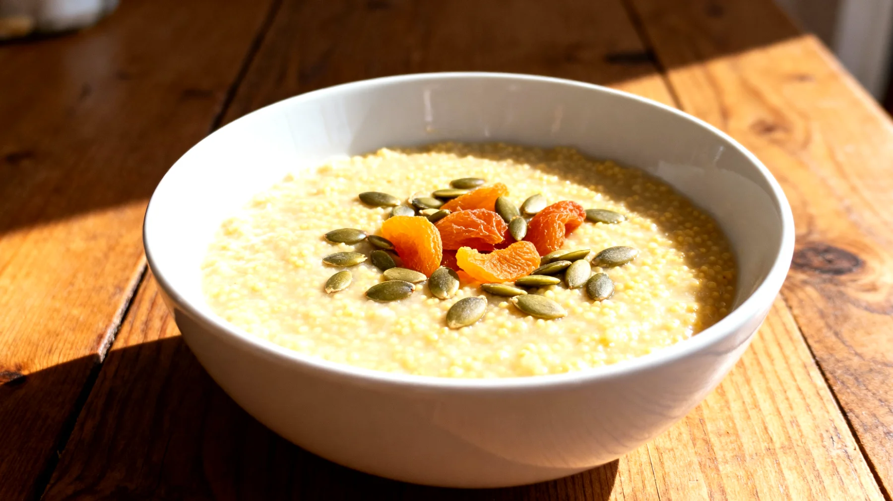 Porridge di miglio con semi di zucca e albicocche secche"